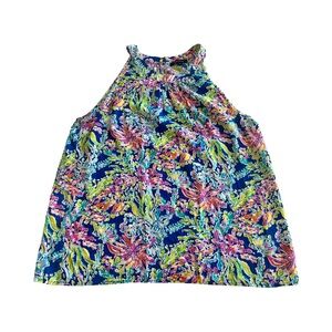 ANNE CARSON Woman’s Large tropical Coral Colorful Summer‎ Halter Top